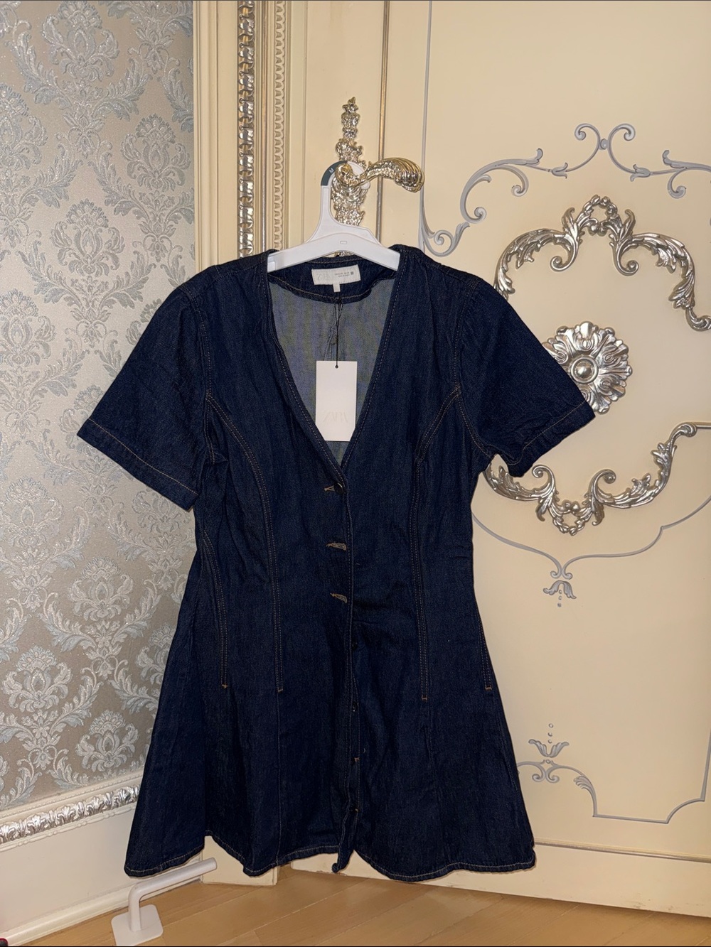 Zara Dark Blue Denim Mini Dress